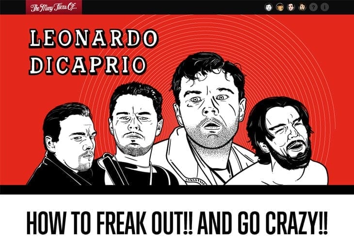 20 Beautiful Hand Drawn Website Designs For Your Inspiration 1 The Many Faces Of… Leonardo DiCaprio