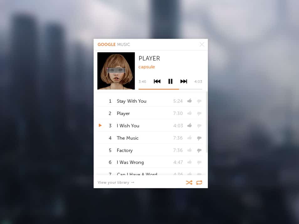 175+ Free Music Player UI PSD Templates 93 Google Music Mini Player PSD