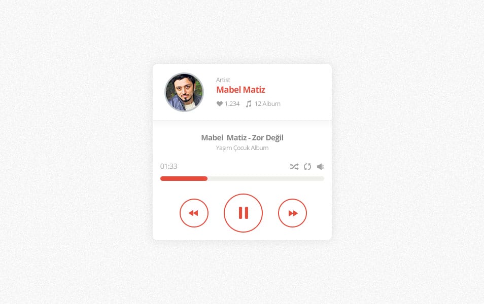 Minimal music player PSD