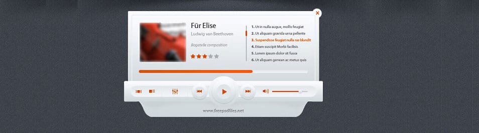 Music Player PSD Mockup