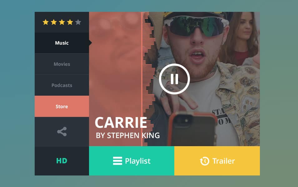 175+ Free Music Player UI PSD Templates 62 Music Player Widget PSD