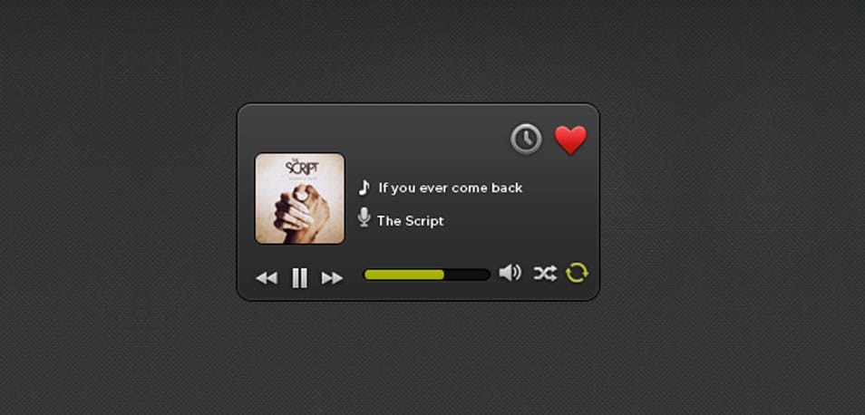 Music player Widget PSD