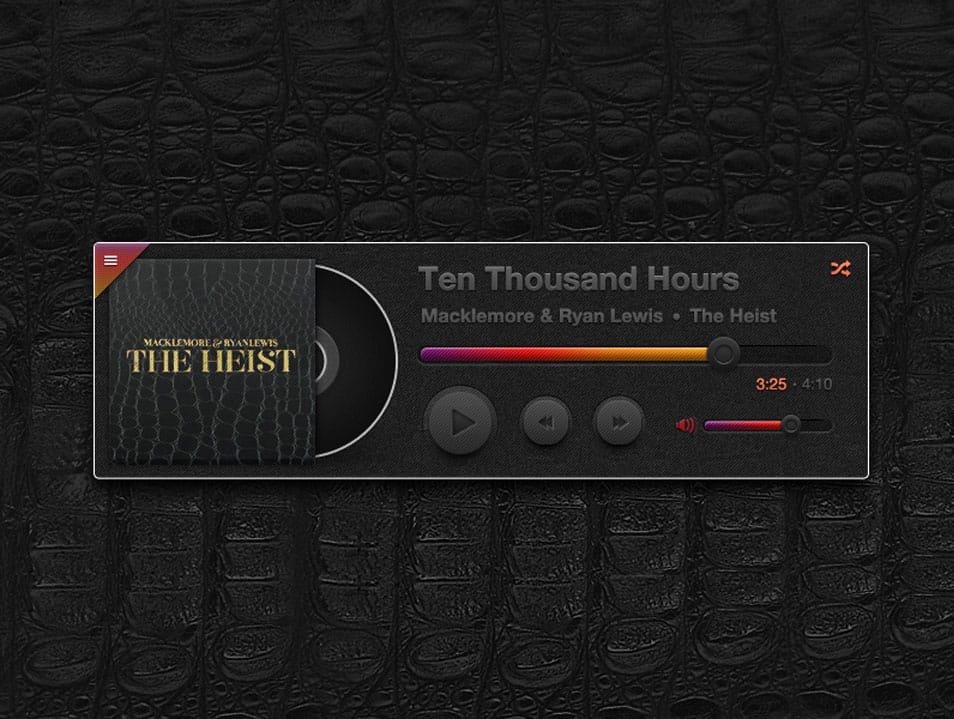 175+ Free Music Player UI PSD Templates 96 Music Player Widget PSD