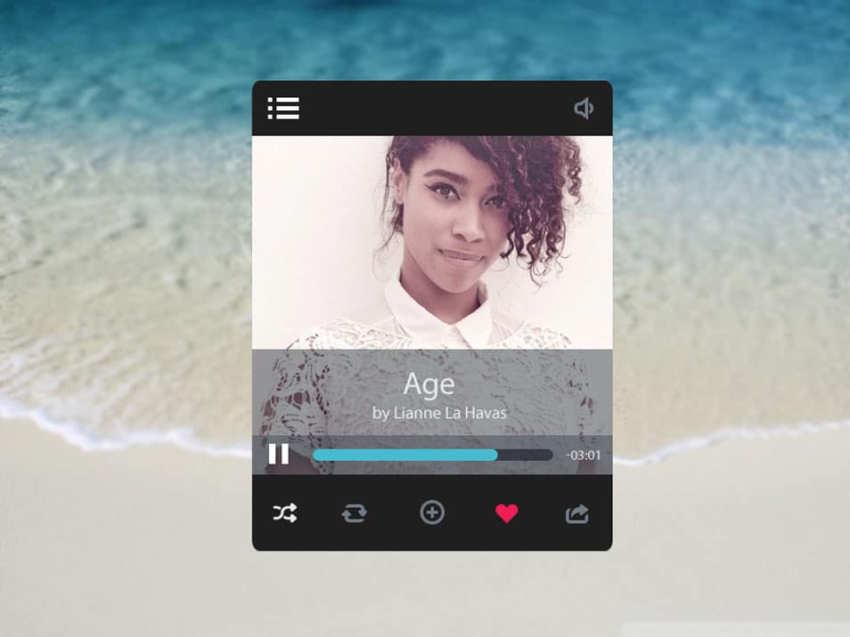 Music player interface PSD