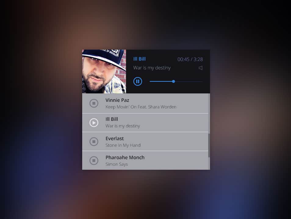175+ Free Music Player UI PSD Templates 42 Music playlist
