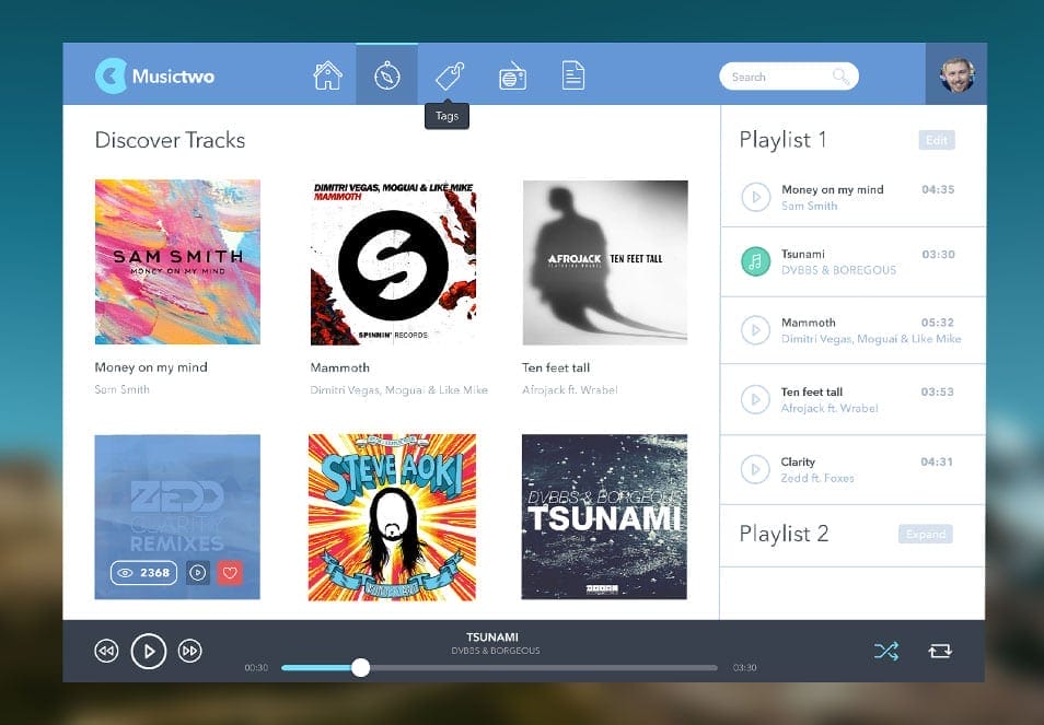 175+ Free Music Player UI PSD Templates 105 Musictwo Music Player PSD