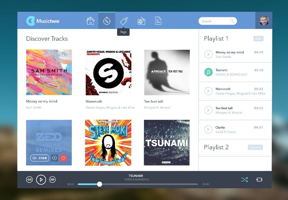 Musictwo Music Player PSD