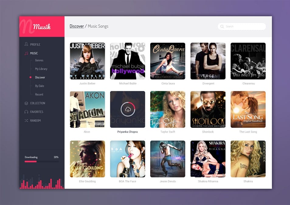 175+ Free Music Player UI PSD Templates 102 Muzik UI PSD