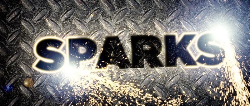 Plasma Cut Text With Shooting Sparks