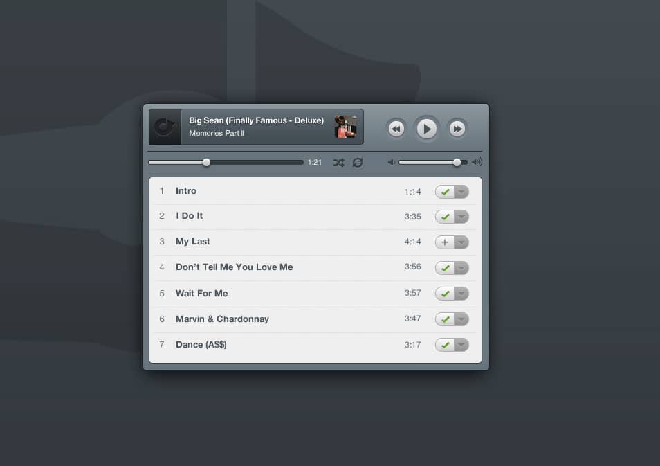 175+ Free Music Player UI PSD Templates 90 Rdio Layout PSD