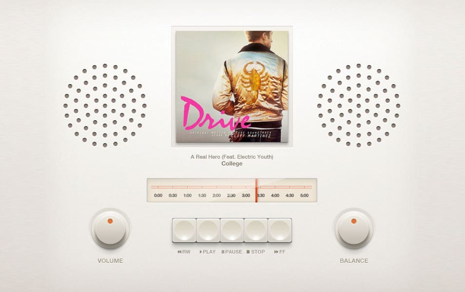 Retro Music Player UI PSD