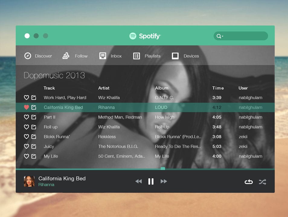 Spotify Flat Music Player PSD