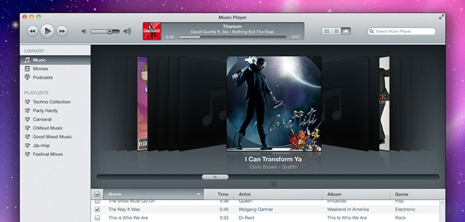 175+ Free Music Player UI PSD Templates 104 iTunes Inspired Music Player (PSD)