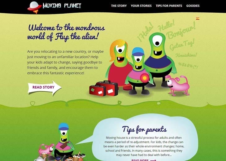 A Showcase Of Cartoons In Web Design 15 Moving Planet