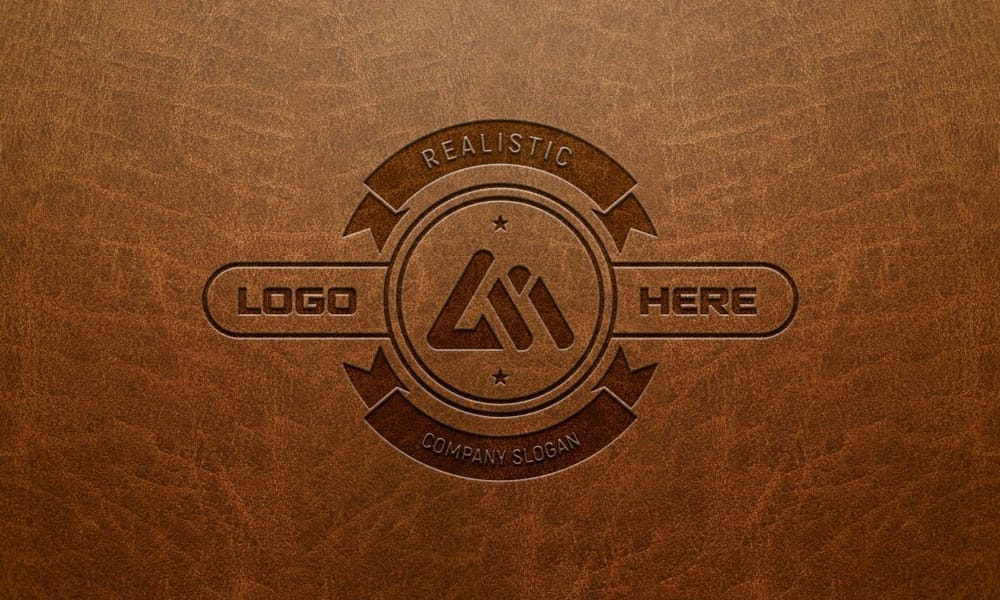 20 Best Photorealistic Logo Mockup Pack 1 Free Photorealistic Logo Mockup on Leather Background