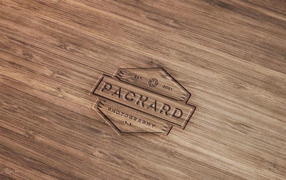 Wood Engraved Logo Mockup with Photoshop
