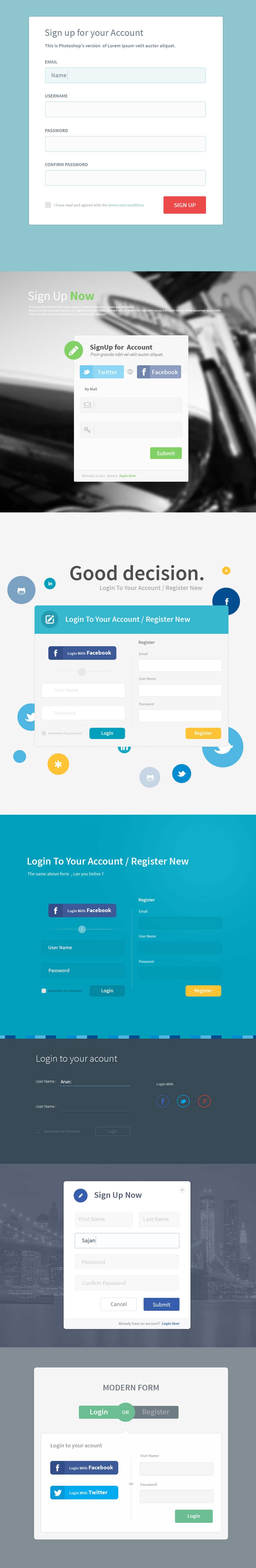 7 Registration Form Templates PSD