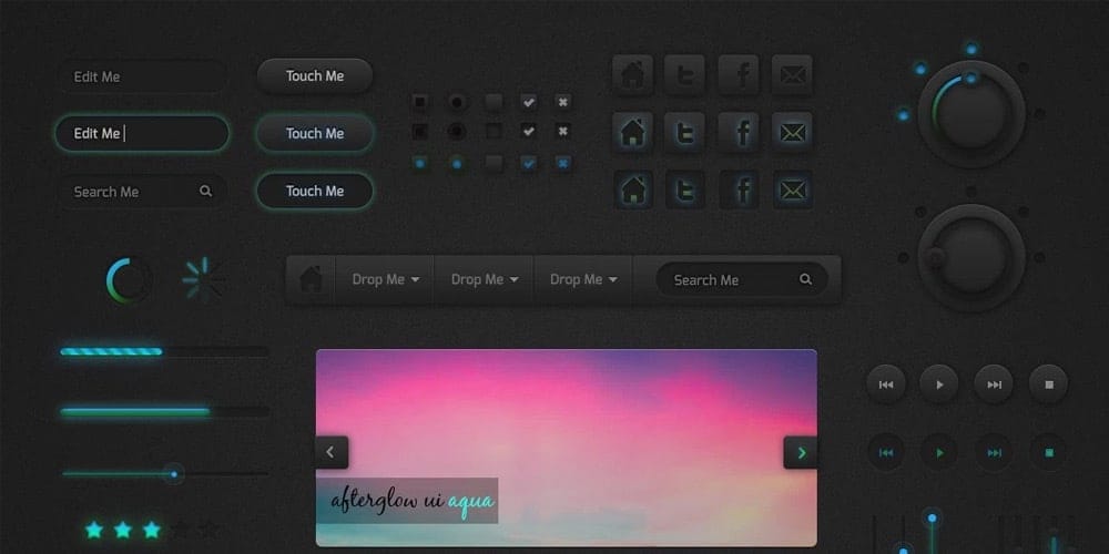 200+ Latest Free UI Kit PSD Collection 96 Afterglow UI Kit