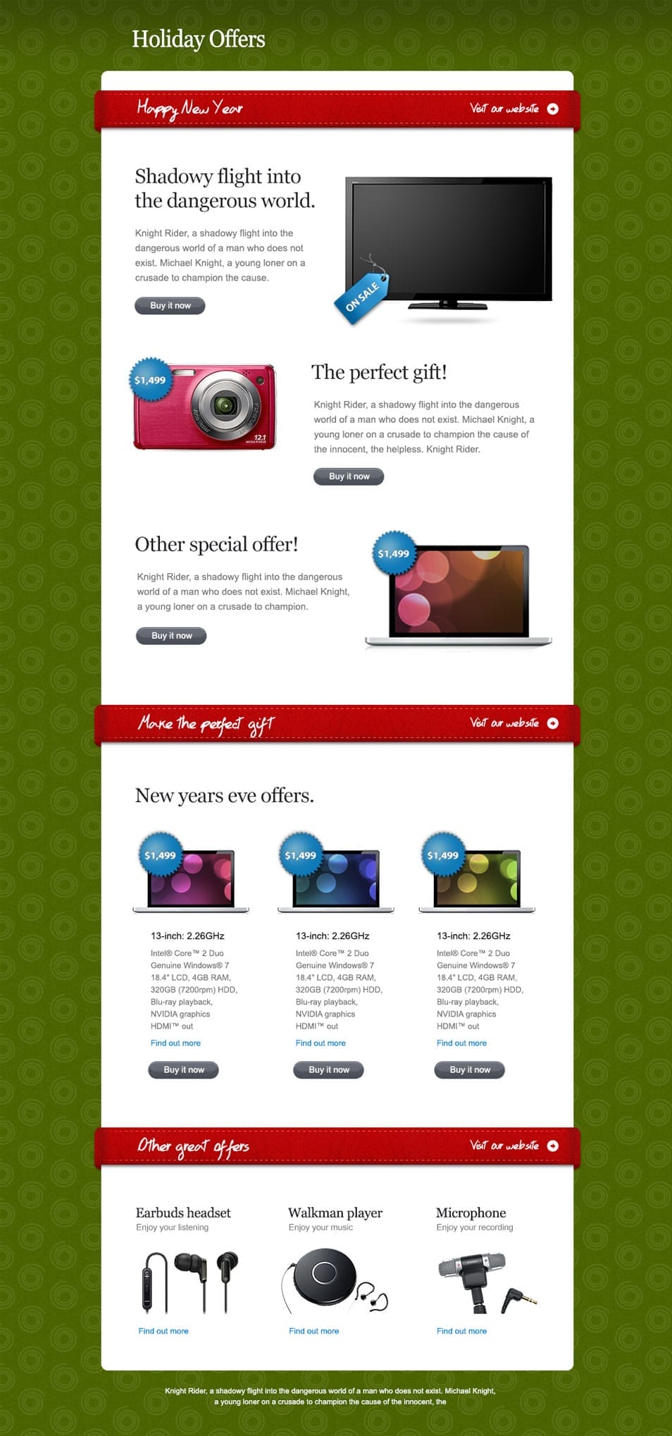 Good Collection of free Email Newsletter Design Templates PSD 19 Attractive Holiday Offers Newsletter PSD