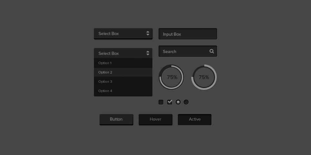 200+ Latest Free UI Kit PSD Collection 118 Black UI Kit