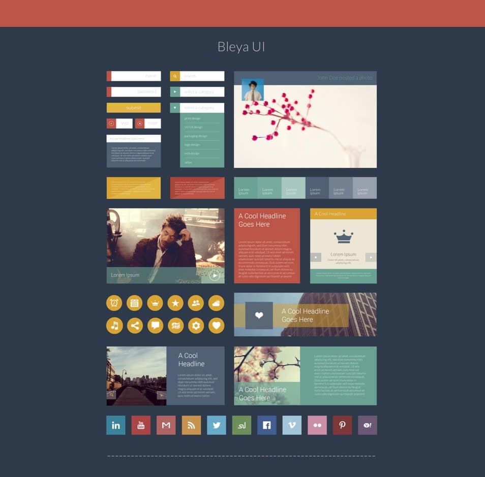 200+ Latest Free UI Kit PSD Collection 101 Bleya UI Kit