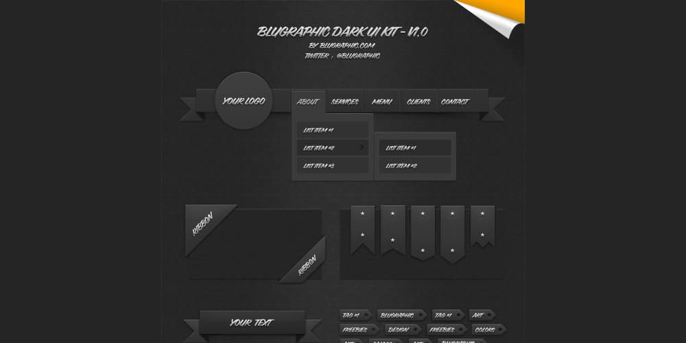 200+ Latest Free UI Kit PSD Collection 112 Blugraphic Dark UI Kit