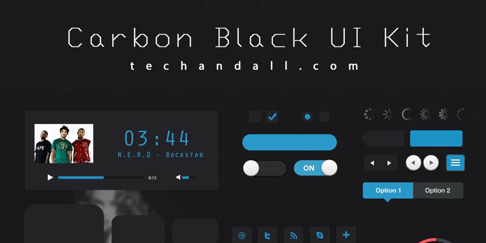 200+ Latest Free UI Kit PSD Collection 62 Carbon Black UI Kit