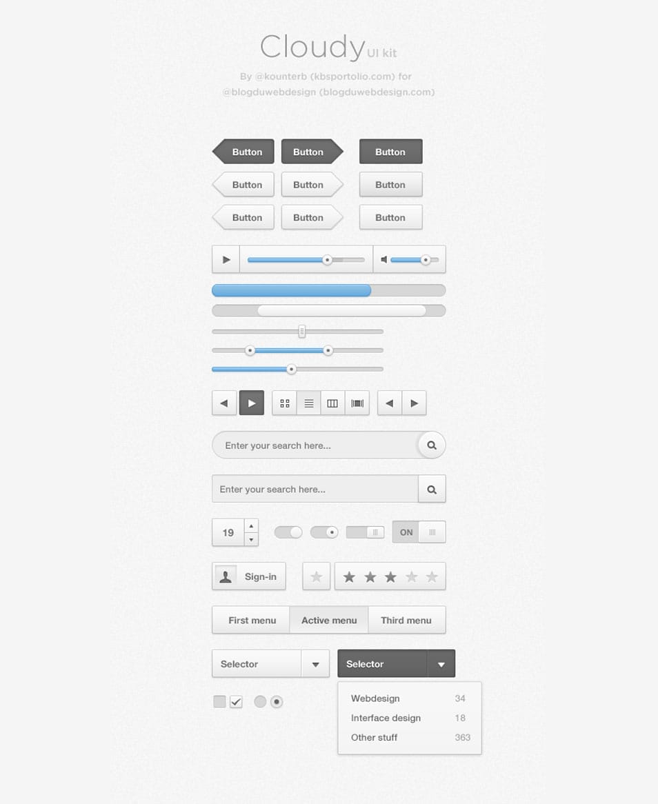 Cloudy UI Kit PSD Cloudy UI Kit PSD