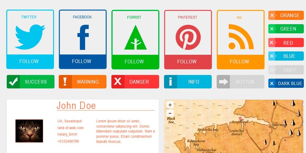 200+ Latest Free UI Kit PSD Collection 83 Colorful Flat GUI Set