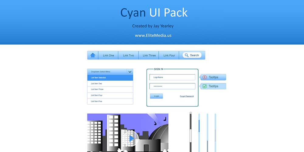 200+ Latest Free UI Kit PSD Collection 122 Cyan UI Pack