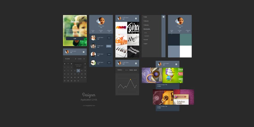 200+ Latest Free UI Kit PSD Collection 66 Designer Portfolio App UI Kit PSD