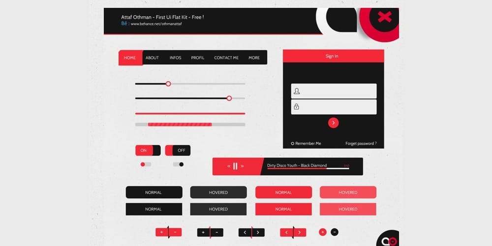 200+ Latest Free UI Kit PSD Collection 109 Fashion Red and Black Web UI Kit