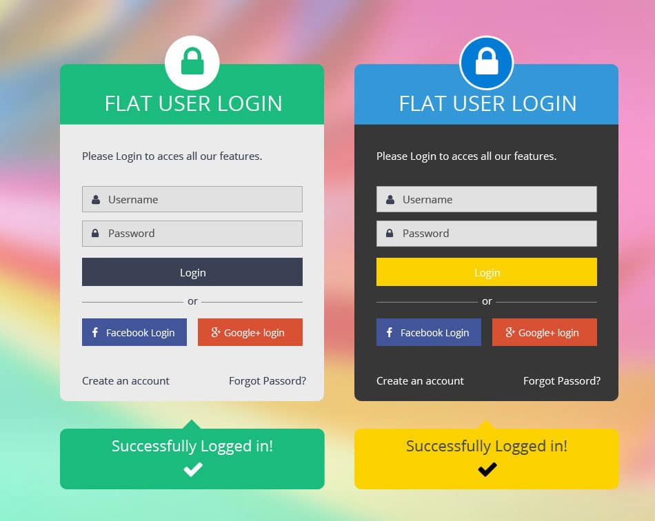 Flat Login Form PSD