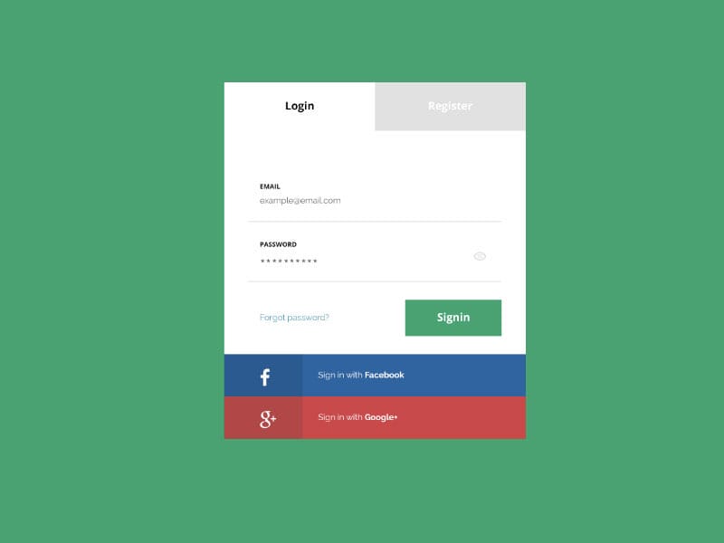 Flat Login Page PSD