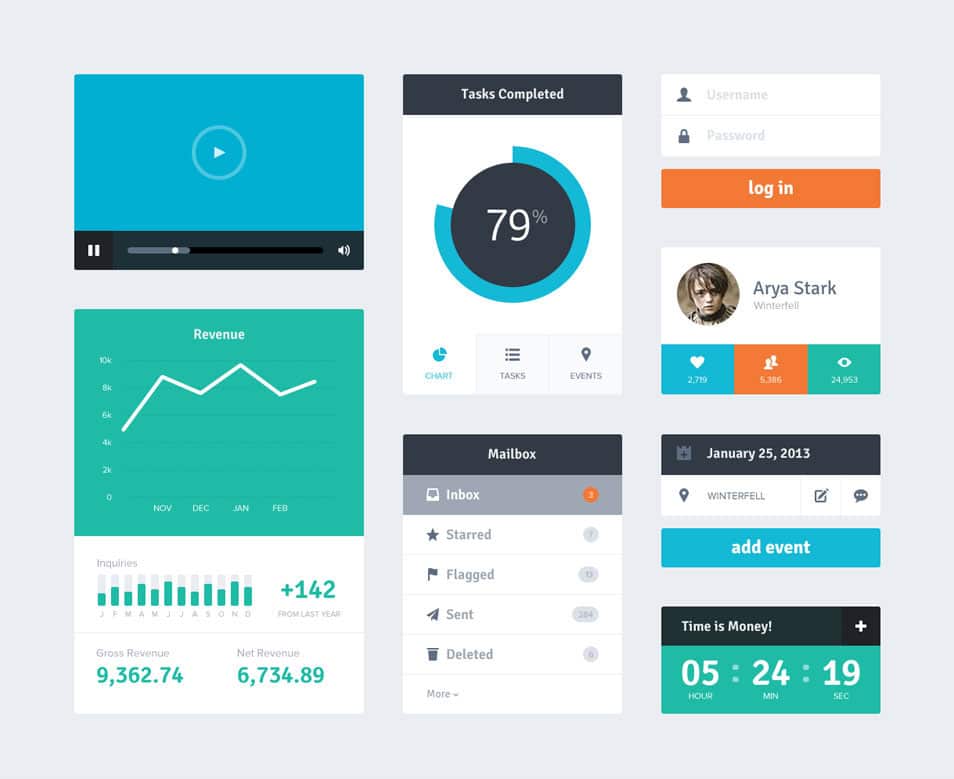 Flat UI Kit PSD