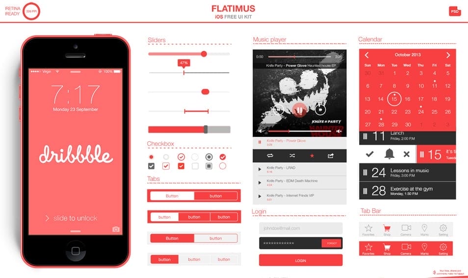 Flatimus iOS Free UI Kit Flatimus iOS Free UI Kit