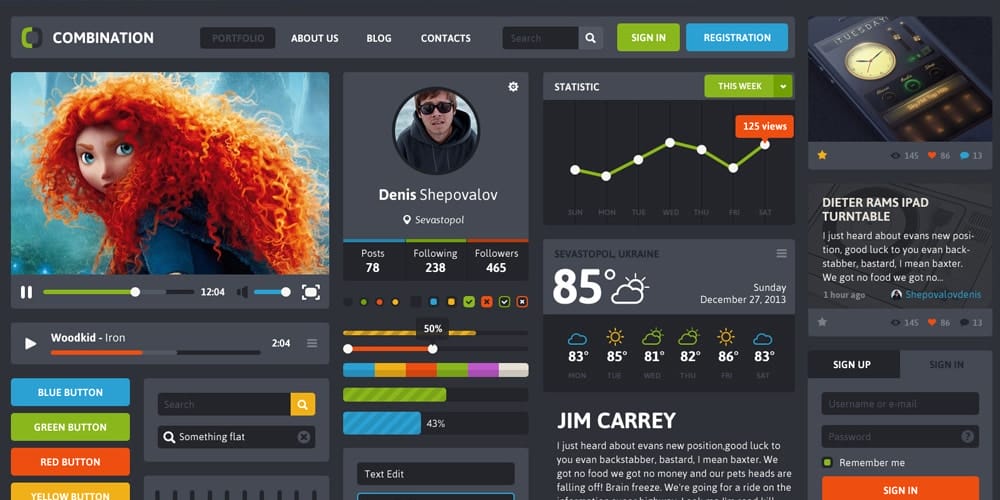 200+ Latest Free UI Kit PSD Collection 71 Free Combination UI Pack