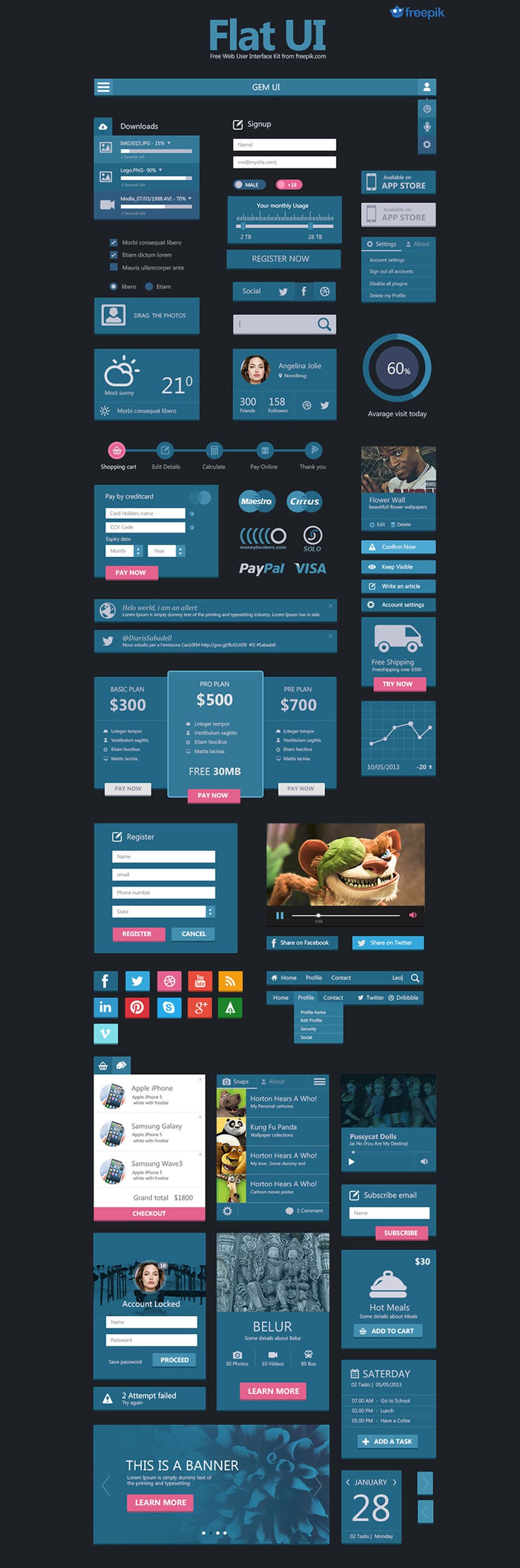 Free Deal Flat User Interface Set