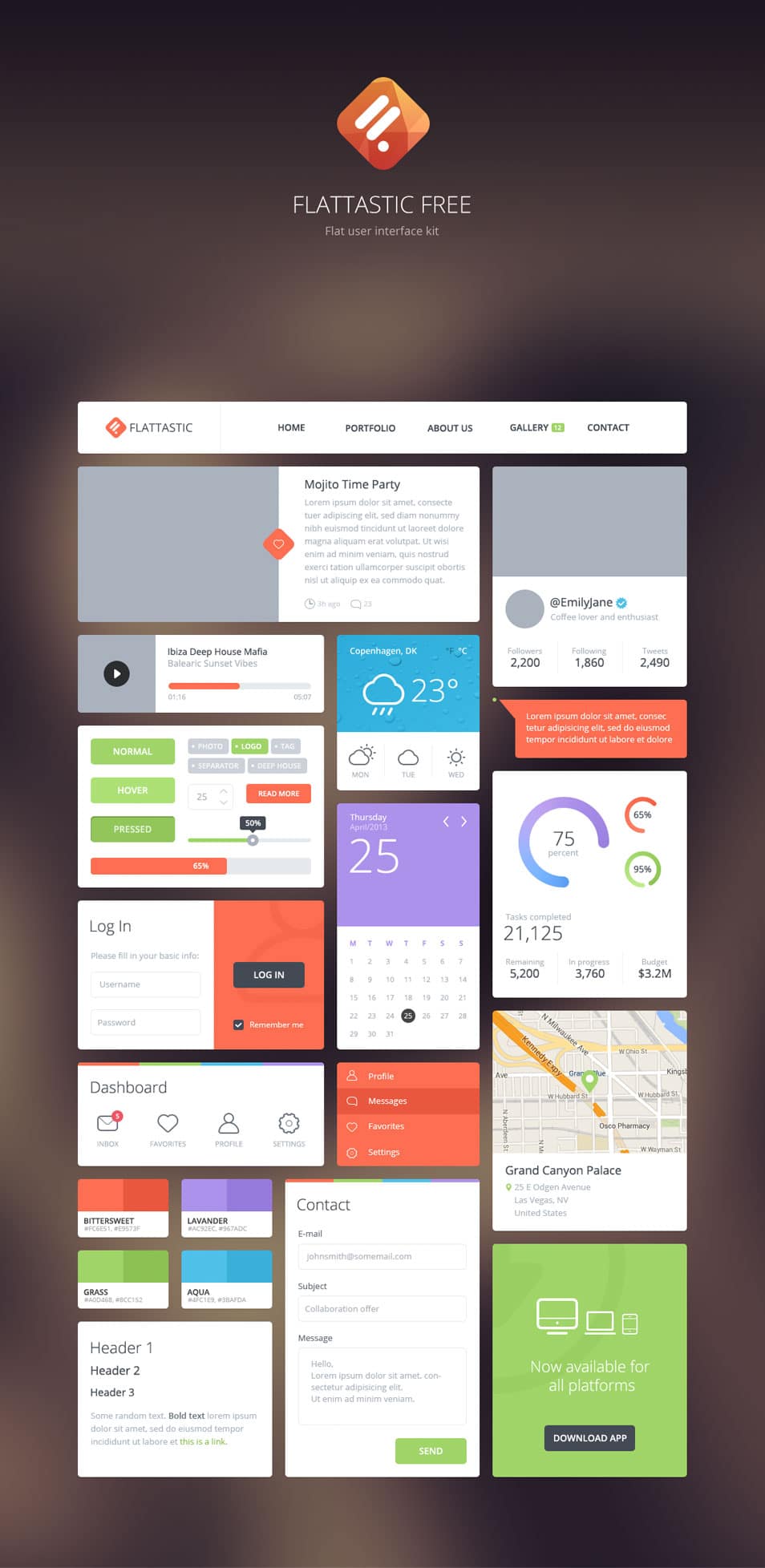 Free Download Flattastic UI kit Free Download Flattastic UI kit