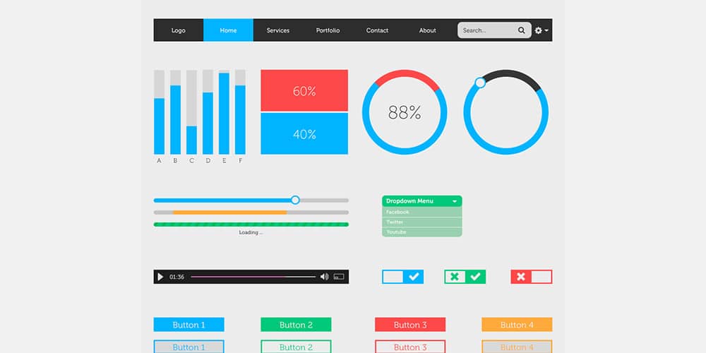 200+ Latest Free UI Kit PSD Collection 120 Free Flat UI Kit