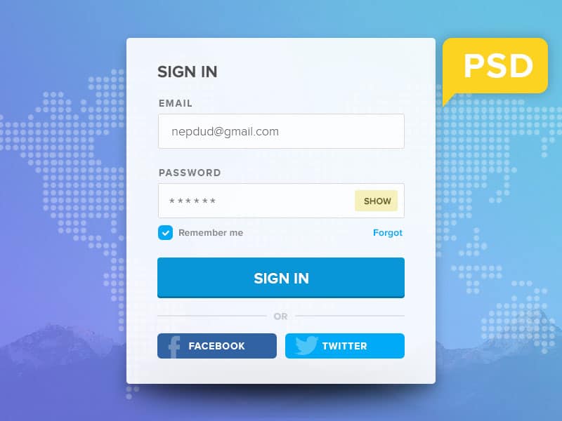 Free Login Form PSD