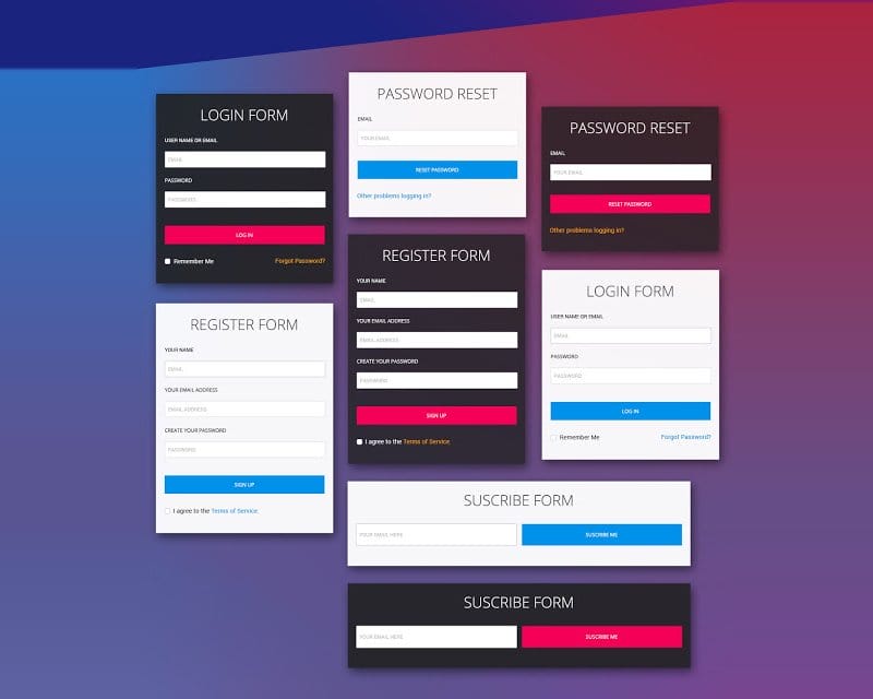 Free Login Forms PSD