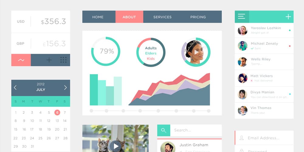 200+ Latest Free UI Kit PSD Collection 75 Latest Free UI Kit PSD