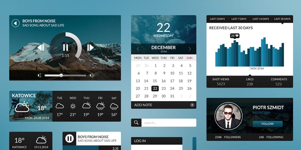 200+ Latest Free UI Kit PSD Collection 19 Free UI Kit PSD