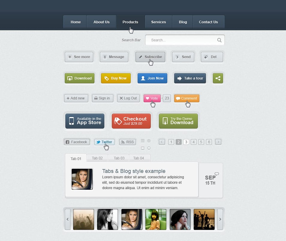 Free Web UI Elements Kit PSD Free Web UI Elements Kit PSD