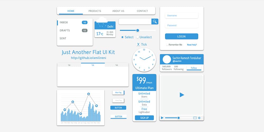 200+ Latest Free UI Kit PSD Collection 61 Just Another Flat UI Kit