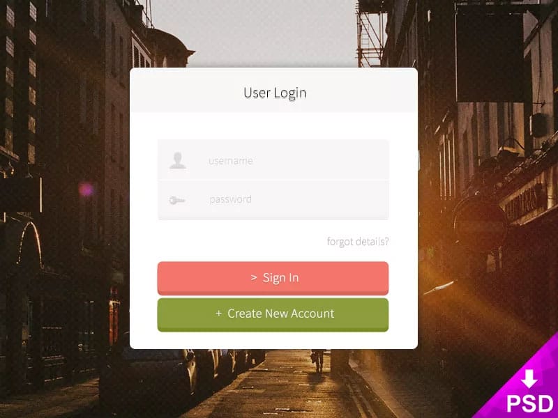 Login Box Design PSD