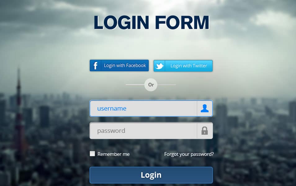 Login Form PSD