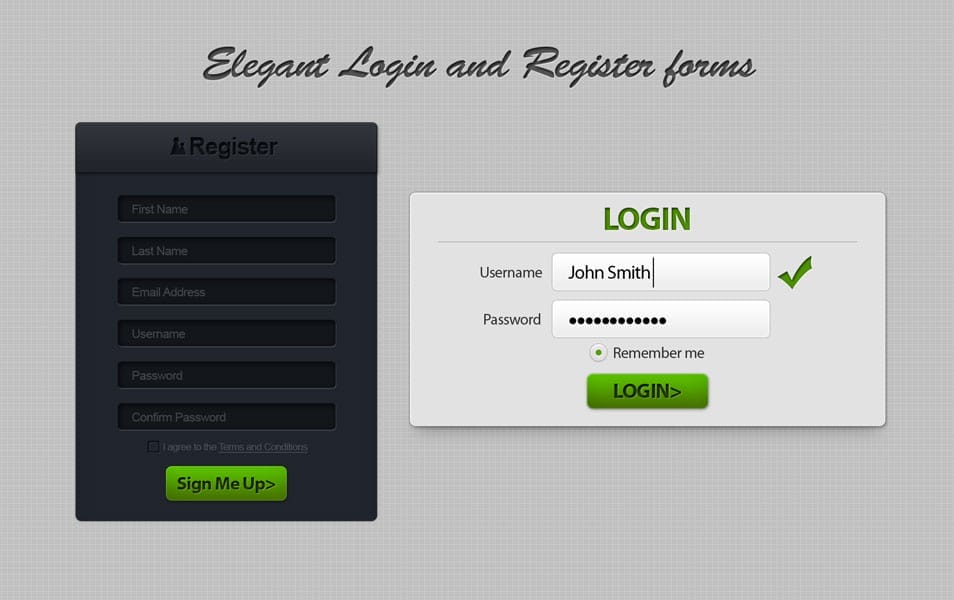 Login and Register Form Login and Register Form