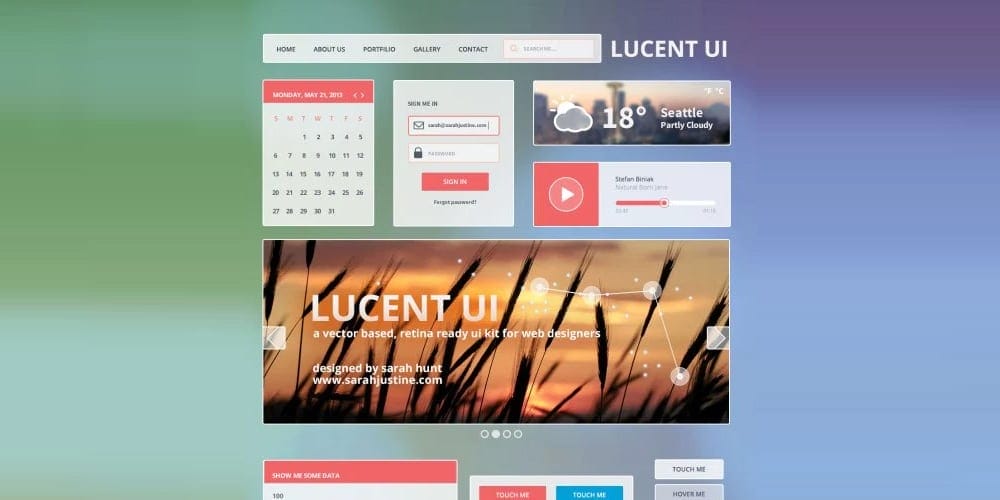 200+ Latest Free UI Kit PSD Collection 80 lucent-ui-kit-psd